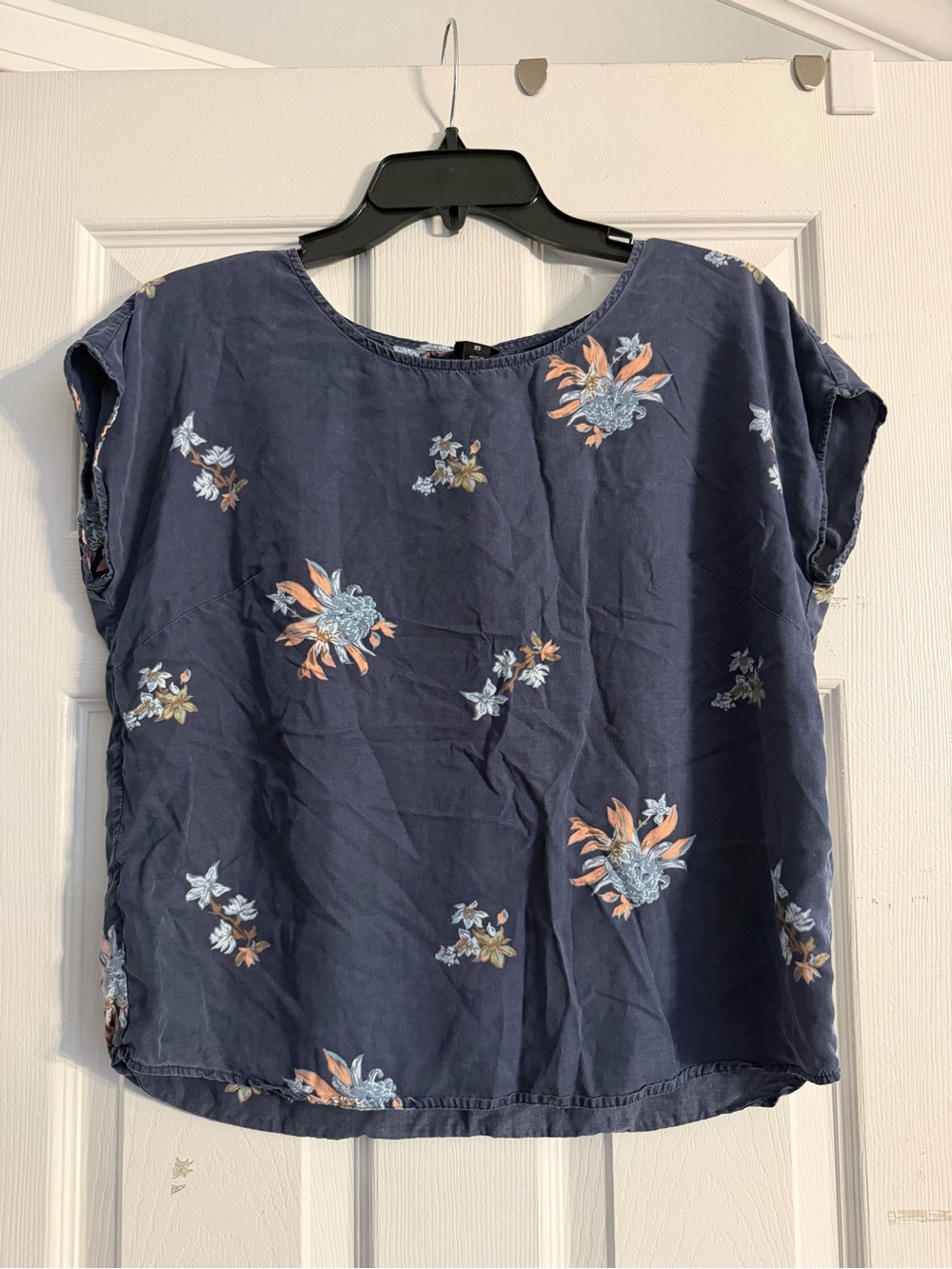 Patagonia Floral Short Sleeve Blouse XS Blue